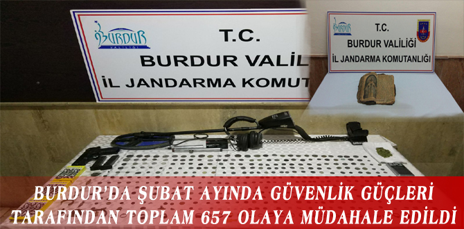 BURDUR’DA ŞUBAT AYINDA GÜVENLİK GÜÇLERİ TARAFINDAN TOPLAM 657 OLAYA MÜDAHALE EDİLDİ