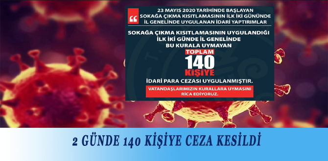 2 GÜNDE 140 KİŞİYE CEZA KESİLDİ