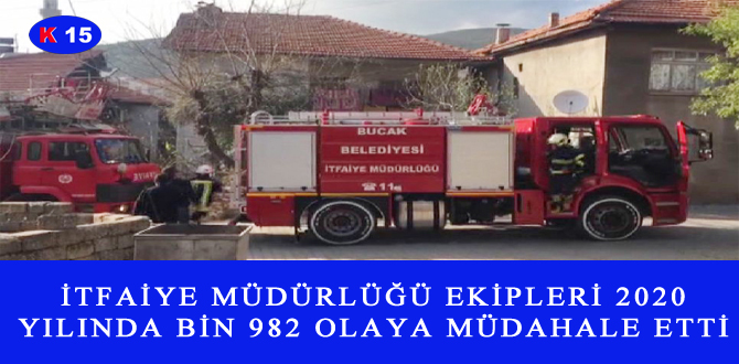 İTFAİYE MÜDÜRLÜĞÜ EKİPLERİ 2020 YILINDA BİN 982 OLAYA MÜDAHALE ETTİ