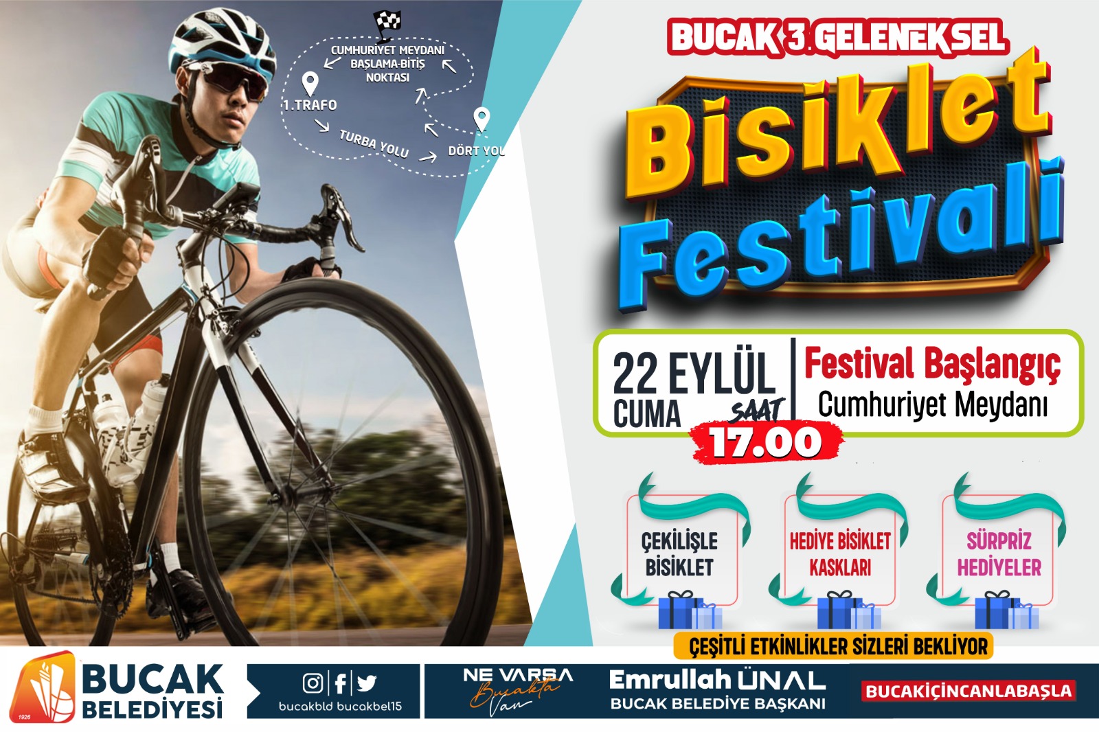 3. BİSİKLET FESTİVALİ 22 EYLÜL CUMA GÜNÜ