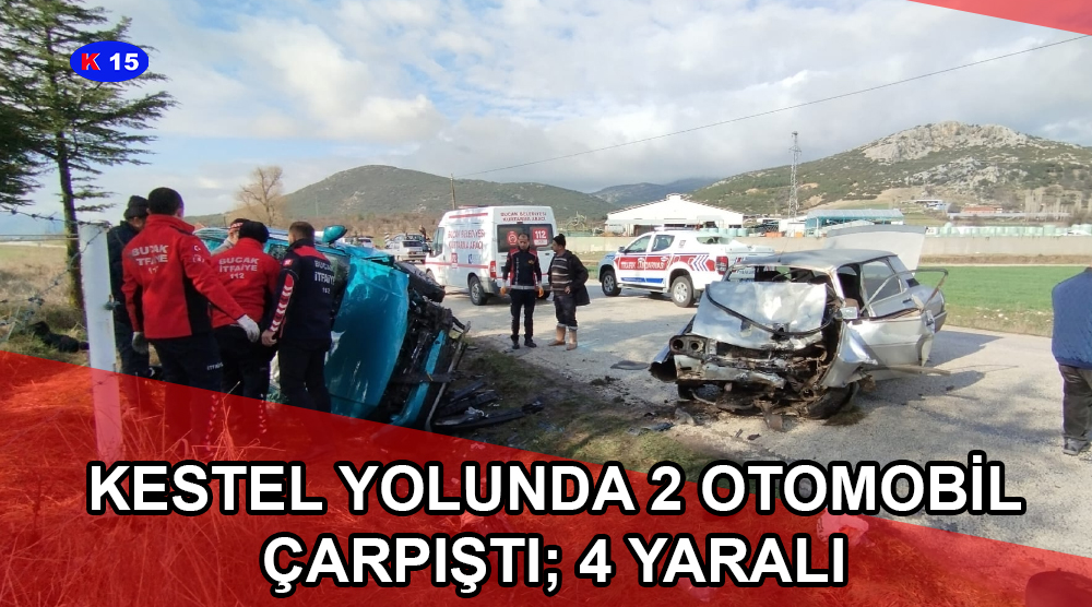 KESTEL YOLUNDA 2 OTOMOBİL ÇARPIŞTI; 4 YARALI